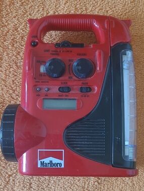 Marlboro Red and Black Portable Emergency Radio with Flashlight